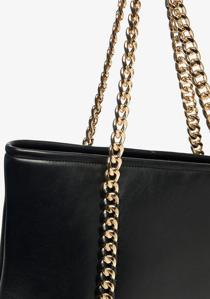 Celeste Solid Tote Bag with Metallic Chain Strap-Women%27s Handbags-image-3