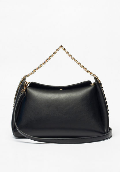Celeste Solid Shoulder Bag with Chain Detail-Women%27s Handbags-image-1