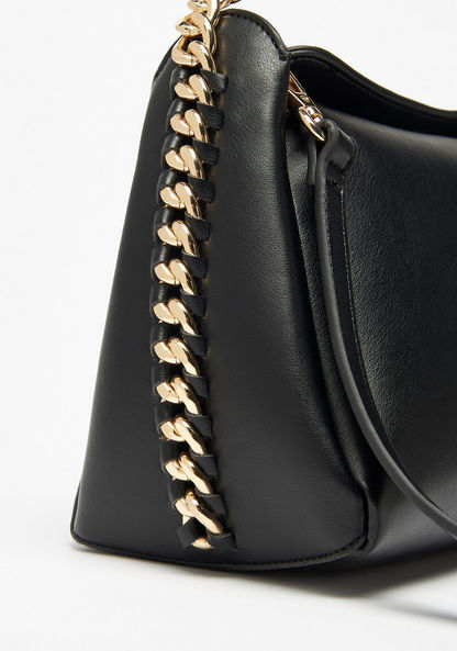 Celeste Solid Shoulder Bag with Chain Detail-Women%27s Handbags-image-3