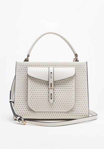 Celeste Perforated Tote Bag with Detachable Strap and Zip Closure