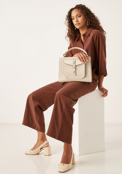 Celeste Perforated Tote Bag with Detachable Strap and Zip Closure