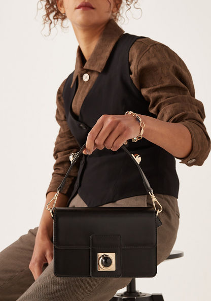 Celeste Solid Satchel Bag with Detachable Strap and Button Closure-Women%27s Handbags-image-0