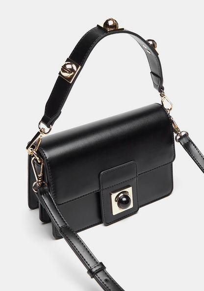 Celeste Solid Satchel Bag with Detachable Strap and Button Closure-Women%27s Handbags-image-2