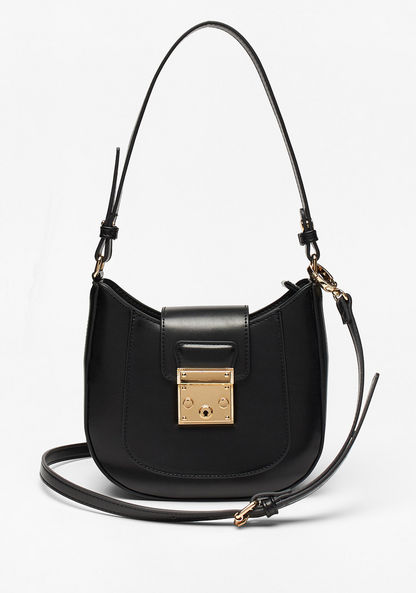 Celeste Solid Shoulder Bag with Detachable Strap and Flap Closure-Women%27s Handbags-image-0