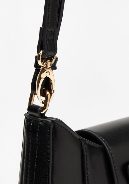 Celeste Solid Shoulder Bag with Detachable Strap and Flap Closure-Women%27s Handbags-image-3