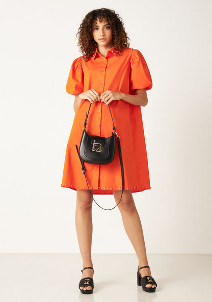 Celeste Solid Shoulder Bag with Detachable Strap and Flap Closure-Women%27s Handbags-image-5