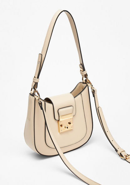 Celeste Solid Shoulder Bag with Detachable Strap and Flap Closure-Women%27s Handbags-image-2