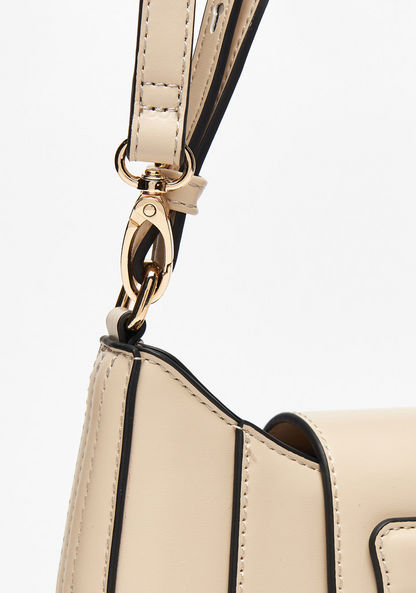 Celeste Solid Shoulder Bag with Detachable Strap and Flap Closure-Women%27s Handbags-image-3