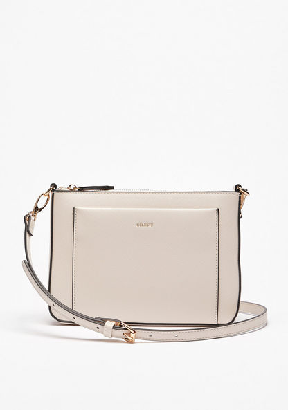 Celeste Solid Crossbody Bag with Detachable Strap and Zip Closure