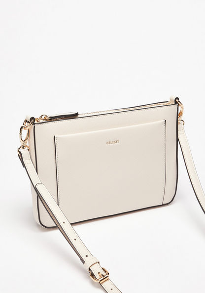 Celeste Solid Crossbody Bag with Detachable Strap and Zip Closure