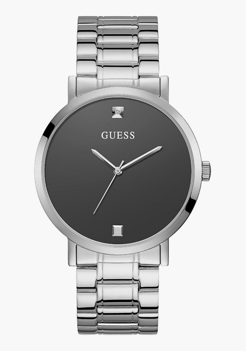 Buy Men's Guess Men Silver Strap with Black Dial Analog Watch - W1315G1 ...