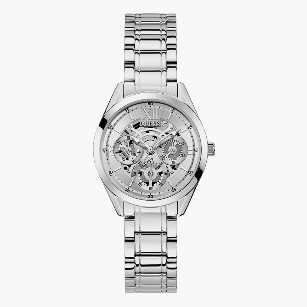 Guess Women Silver Strap with Silver Dial Automatic Watch GW0253L1