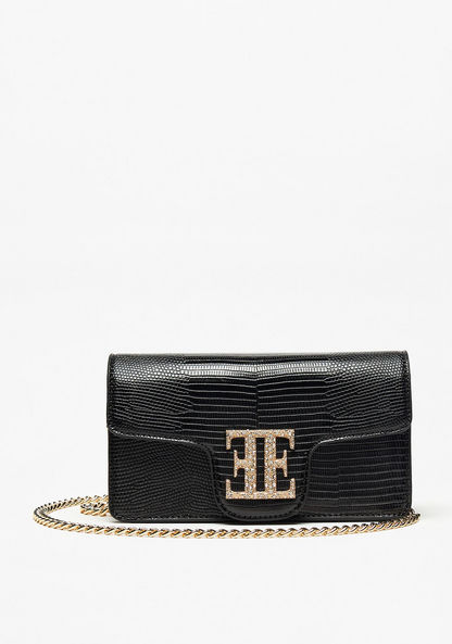 Elle Textured Crossbody Bag with Detachable Chain Strap and Flap Closure