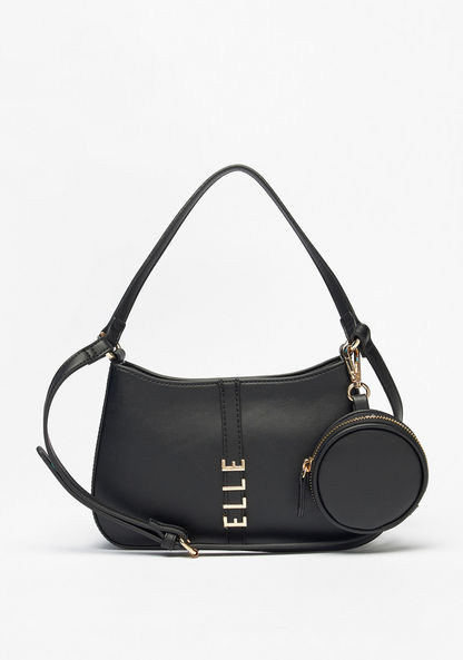 Elle Solid Shoulder Bag with Adjustable Strap and Coin Pouch-Women%27s Handbags-image-1