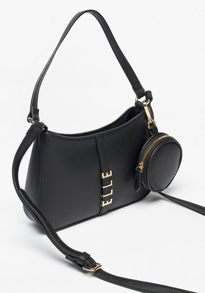 Elle Solid Shoulder Bag with Adjustable Strap and Coin Pouch-Women%27s Handbags-image-2