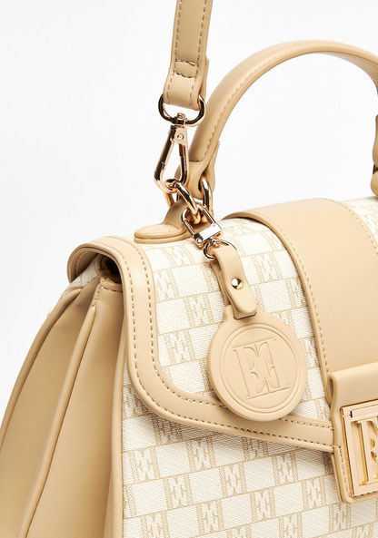 Elle All-Over Logo Print Satchel Bag-Women%27s Handbags-image-2