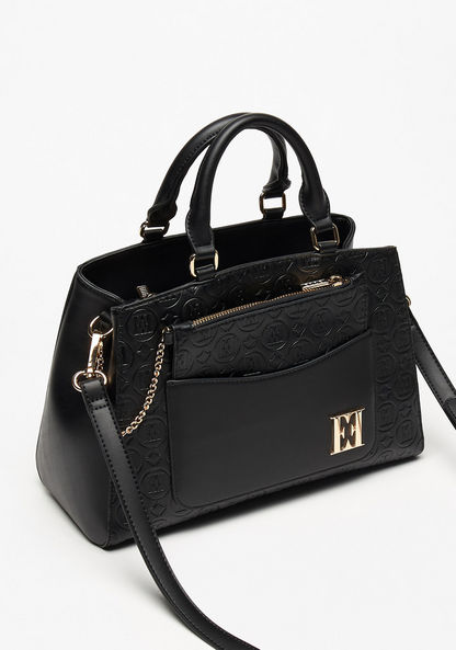Elle Monogram Embossed Tote Bag with Zip Closure