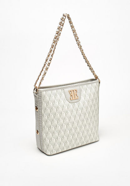 Elle Monogram Print Tote Bag with Chain Accented Strap-Women%27s Handbags-image-2