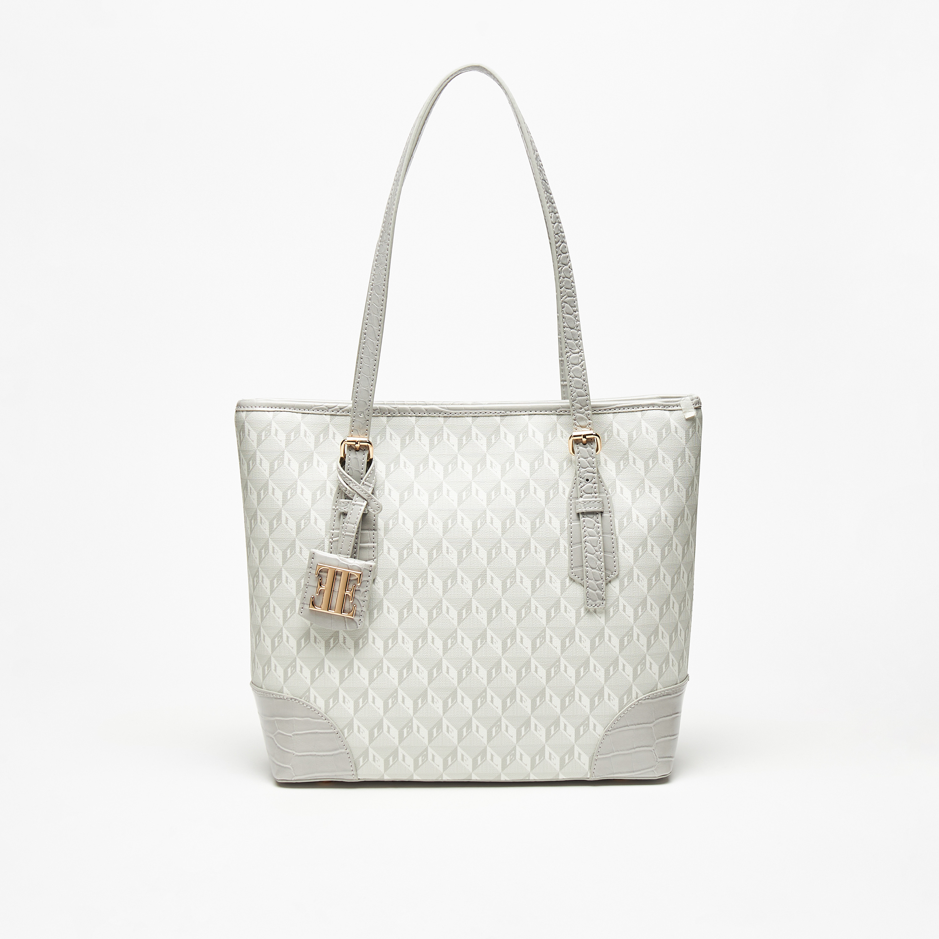 Elle Printed Tote Bag with Double Handle and Zip Closure-women-bagsandwallets-handbags-image-2