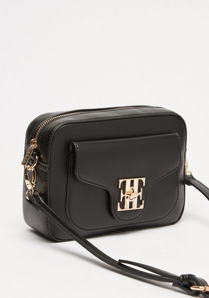 Elle Solid Crossbody Bag with Detachable Strap and Zip Closure