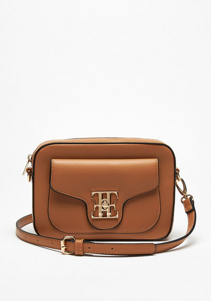 Elle Solid Crossbody Bag with Detachable Strap and Zip Closure
