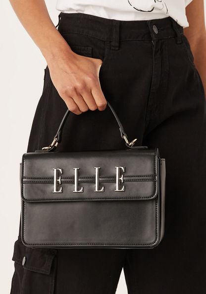 Elle Solid Satchel Bag with Detachable Chain Strap and Button Closure-Women%27s Handbags-image-0