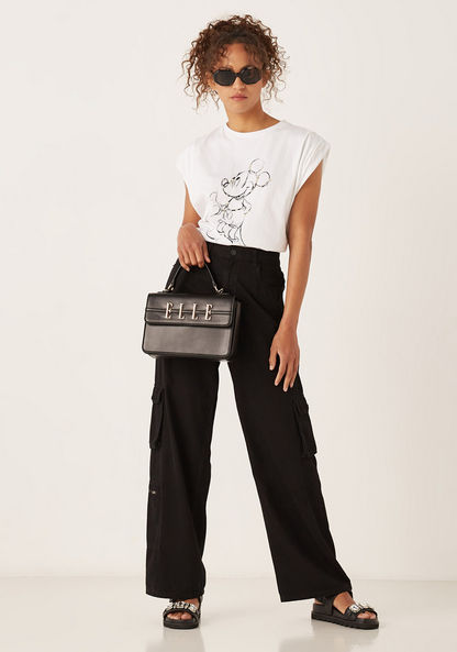Elle Solid Satchel Bag with Detachable Chain Strap and Button Closure-Women%27s Handbags-image-5