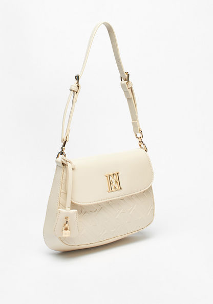 Elle Monogram Embossed Shoulder Bag with Adjustable Strap-Women%27s Handbags-image-2