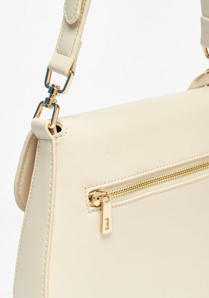 Elle Monogram Embossed Shoulder Bag with Adjustable Strap-Women%27s Handbags-image-3