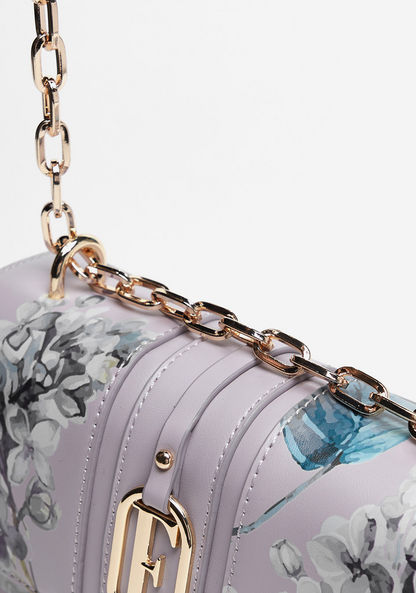 Elle Floral Print Crossbody Bag with Chain Strap and Button Closure