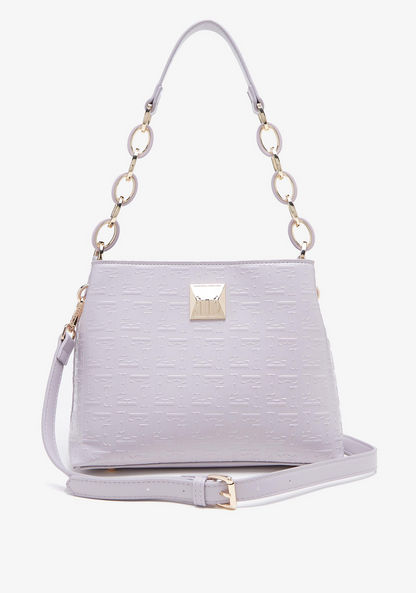Elle Textured Tote Bag with Detachable Strap and Zip Closure