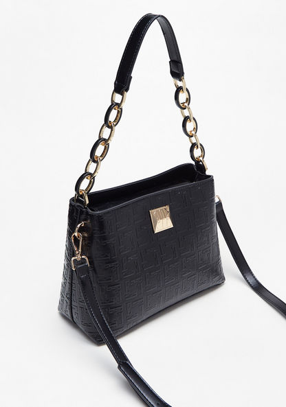 Elle Textured Tote Bag with Detachable Strap and Zip Closure-Women%27s Handbags-image-2