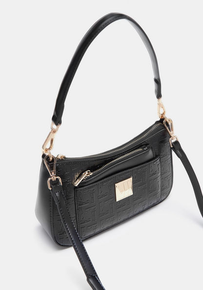 Elle Textured Shoulder Bag with Detachable Straps and Pouch