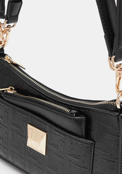 Elle Textured Shoulder Bag with Detachable Straps and Pouch