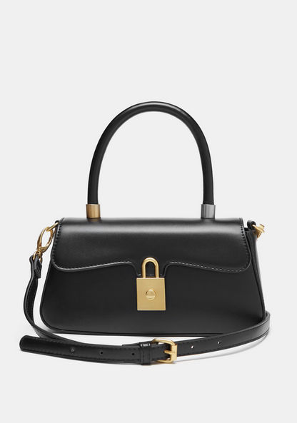 Celeste Solid Satchel Bag with Lock Accent and Handle