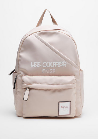 Lee Cooper Logo Print Backpack with Adjustable Shoulder Strap-Women%27s Backpacks-image-1