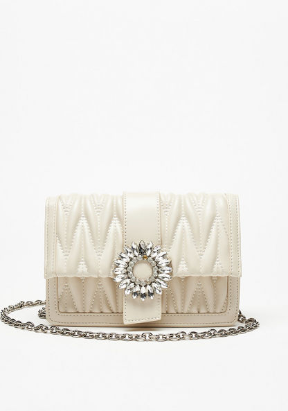 Celeste Quilted Crossbody Bag with Embellished Accent