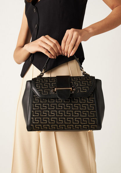 Celeste Textured Satchel Bag with Detachable Strap and Flap Closure-Women%27s Handbags-image-0