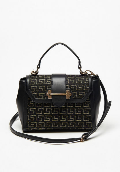 Celeste Textured Satchel Bag with Detachable Strap and Flap Closure-Women%27s Handbags-image-1