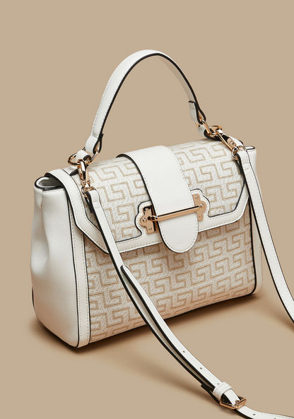 Celeste Textured Satchel Bag with Detachable Strap and Flap Closure-Women%27s Handbags-image-2