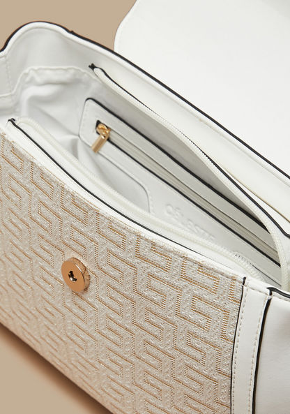 Celeste Textured Satchel Bag with Detachable Strap and Flap Closure-Women%27s Handbags-image-5
