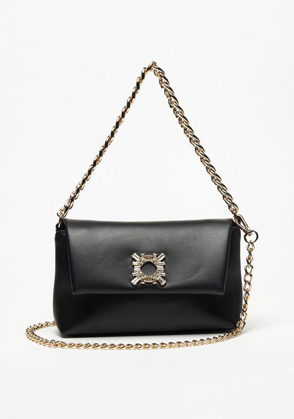 Celeste Satchel Bag with Detachable Chain Strap and Flap Closure-Women%27s Handbags-image-0