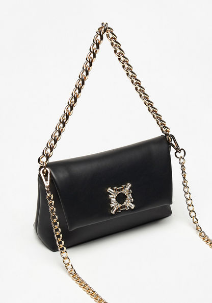 Celeste Satchel Bag with Detachable Chain Strap and Flap Closure-Women%27s Handbags-image-2