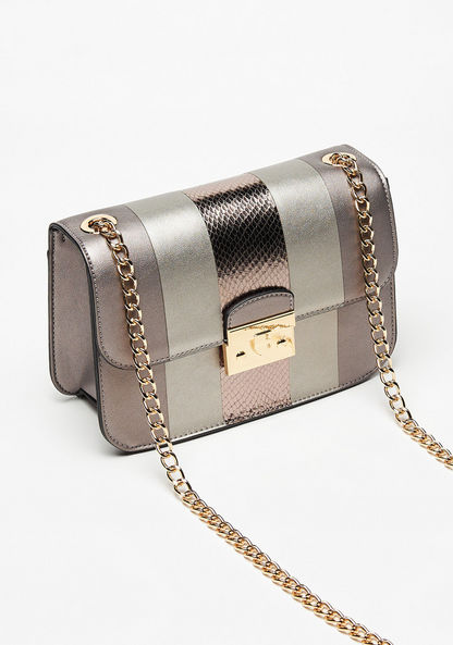 Celeste Panelled Crossbody Bag with Chain Strap and Button Closure