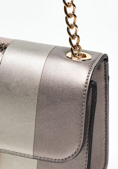 Celeste Panelled Crossbody Bag with Chain Strap and Button Closure