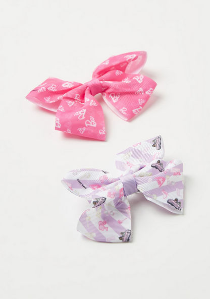 Barbie Printed Bow Hair Clip - Set of 2-Hair Accessories-image-0