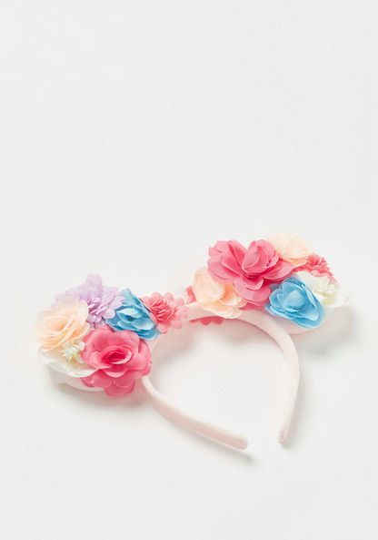 Minnie Mouse Ears Headband with Floral Accent-Hair Accessories-image-1