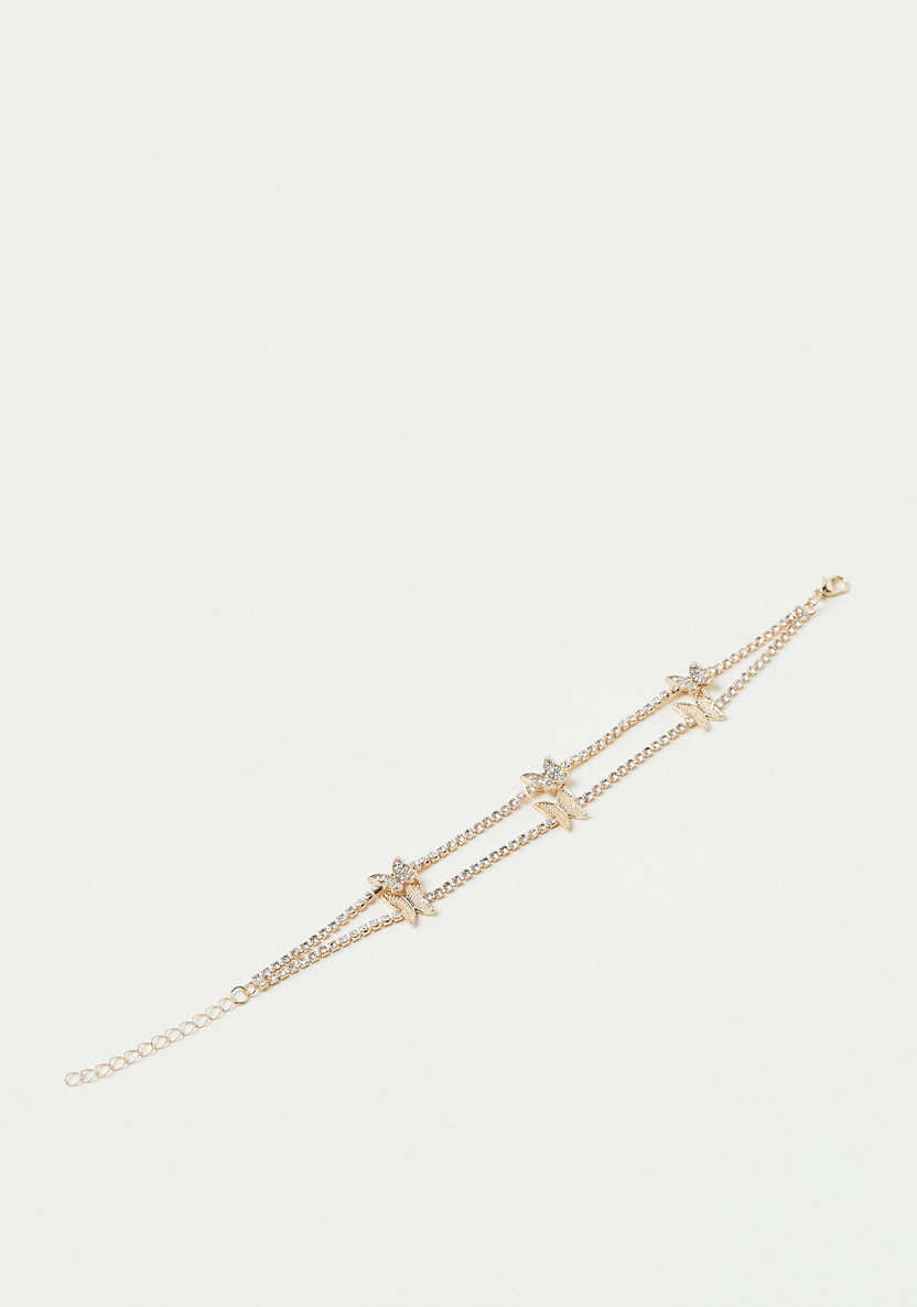 Charmz Metallic Butterfly Embellished Anklet with Lobster Clasp Closure-Jewellery-image-0