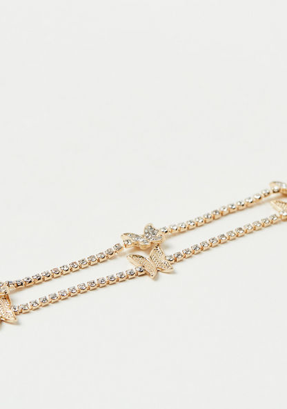 Charmz Metallic Butterfly Embellished Anklet with Lobster Clasp Closure-Jewellery-image-1