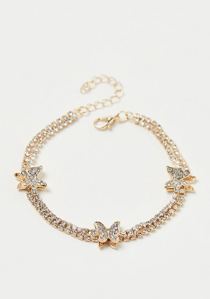 Charmz Metallic Butterfly Embellished Anklet with Lobster Clasp Closure-Jewellery-image-2